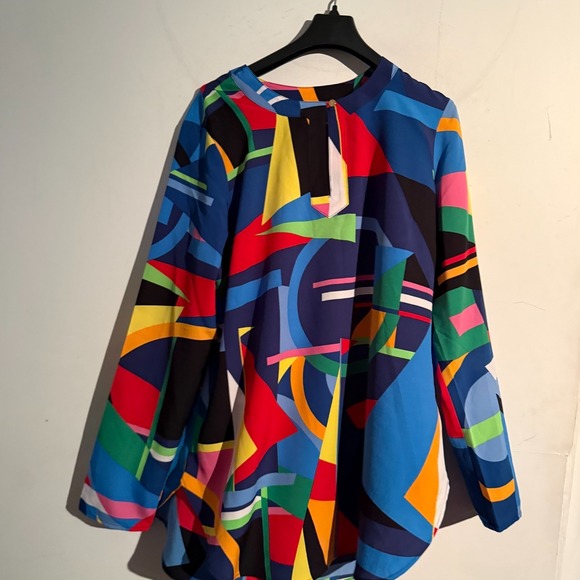 Lauren Ralph Lauren Tops - Lauren Ralph Lauren Black Label Petite Large Abstract Geometric Tunic Art Flowy